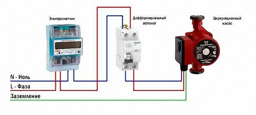 Подключения насоса к электропитанию